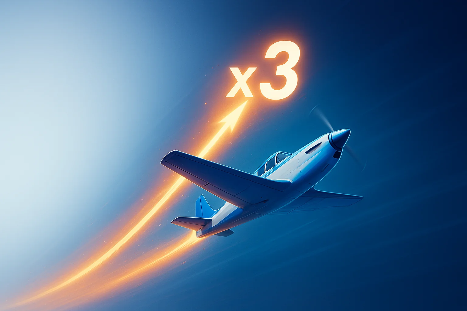 Aviator crash game -banneri, lentokone nousee ja hehkuva kerroinkäyrä